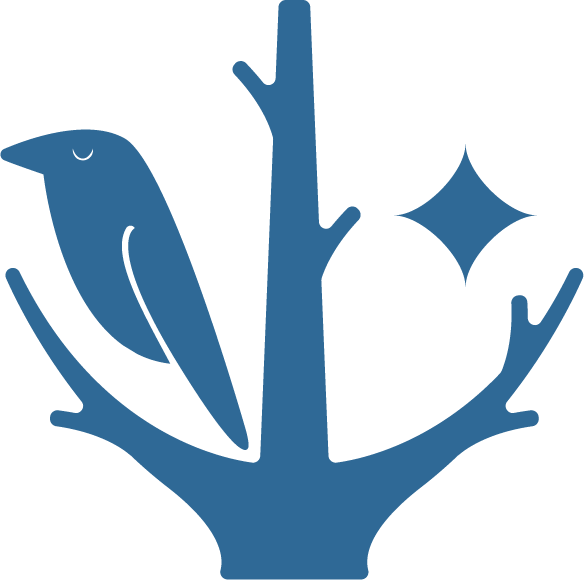 Logo da área de psicologia imaginado como um corvo em um galho de arvore